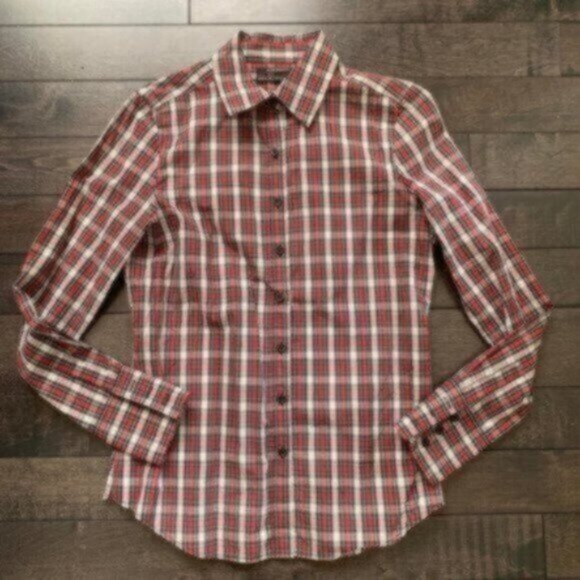 Club Monaco Plaid Button Down Top - Picture 1 of 2